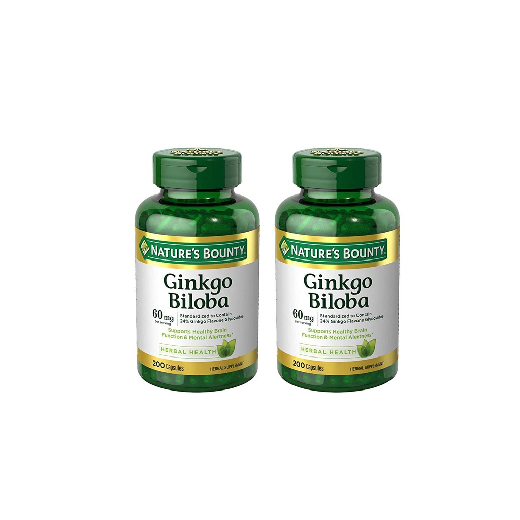Naturens Bounty Ginkgo Biloba 60 mg Kapsler, 200 tall (pakke på 2)