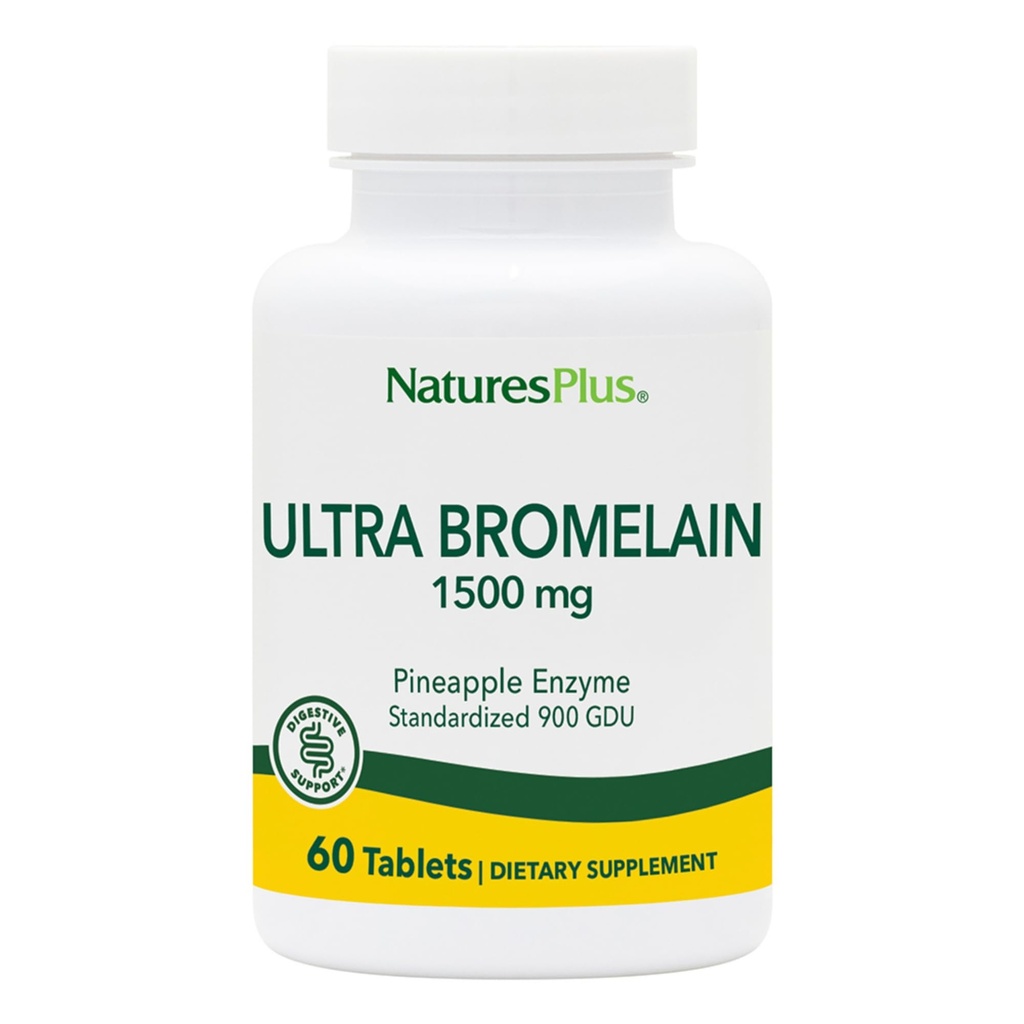 NaturesPlus Ultra Bromelain - 60 tabletter - 1500 mg Pineapple Bromelain - gir felles støtte og fremmer digestiv helse - 60 serveringer