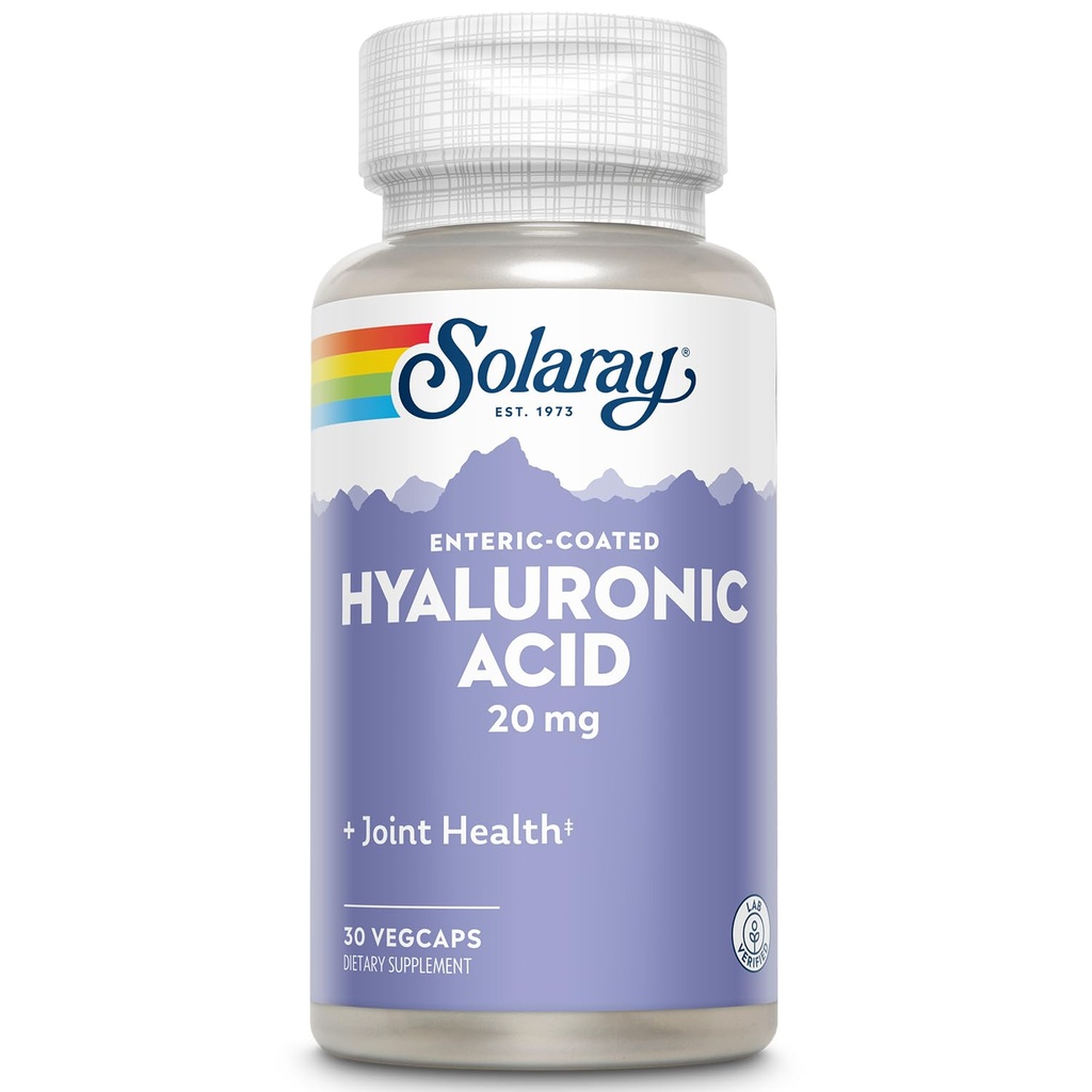 SOLARAY Hyaluronsyre | Hjelper støtte sunn felles komfort og hud helse | med vitamin C | 30 Vegkaps