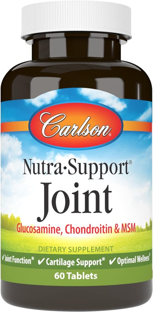 Carlson - Nutra-Support Joint, Glukosamin Chondroitin & MSM, Fellesfunksjon, Cartilage Support & Optimal Wellness, 60 tabletter