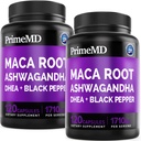 6-i-1 Organic Maca Root Ashwagandha Capsules 1710mg med DHEA og svart pepperfruktekstrakt for kvinner og menn - Black Maca Supplement for Stamina, Bone og Mood Support Supplement, 120ct (Pack of 2)