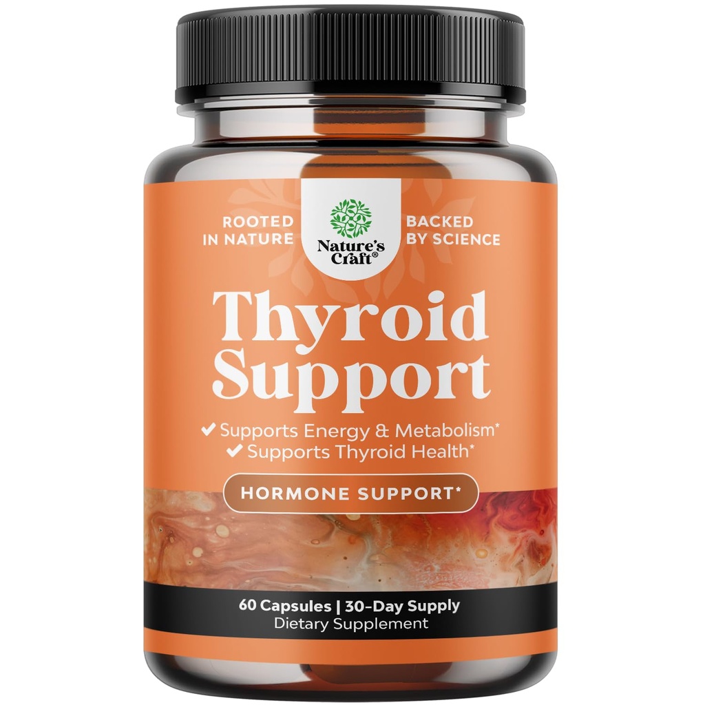 Herbal Thyroid Support Complex - Potent Kelp Iodin Supplement med L Tyrosin, Bladderwrack, Selen & Pure Ashwagandha for hormonbalanse - Mood & Energi Dietary Pills - 60 Count