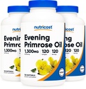 Nutricost Aften Primrose Olje 1.300mg, 120 Softgels (3 flasker) - Ikke-GMO, Glutenfri, 120 Services