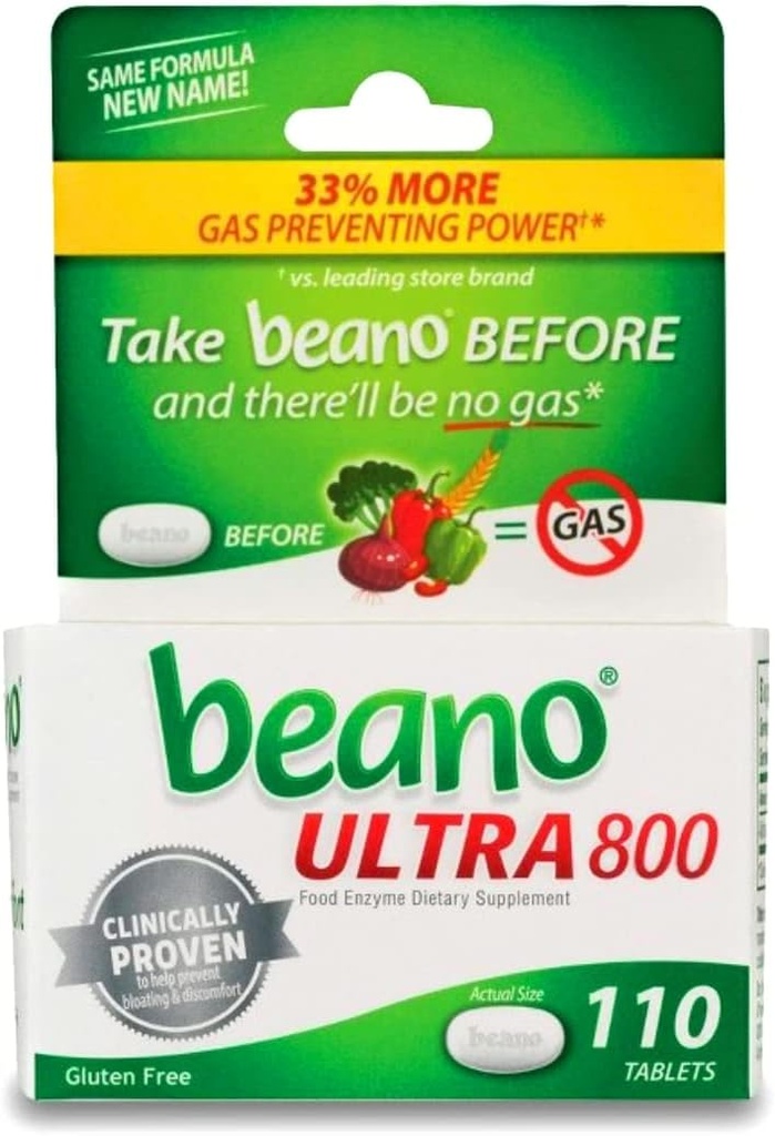 beano174; Mat Enzyme kosttilskudd tabletter - 110ct
