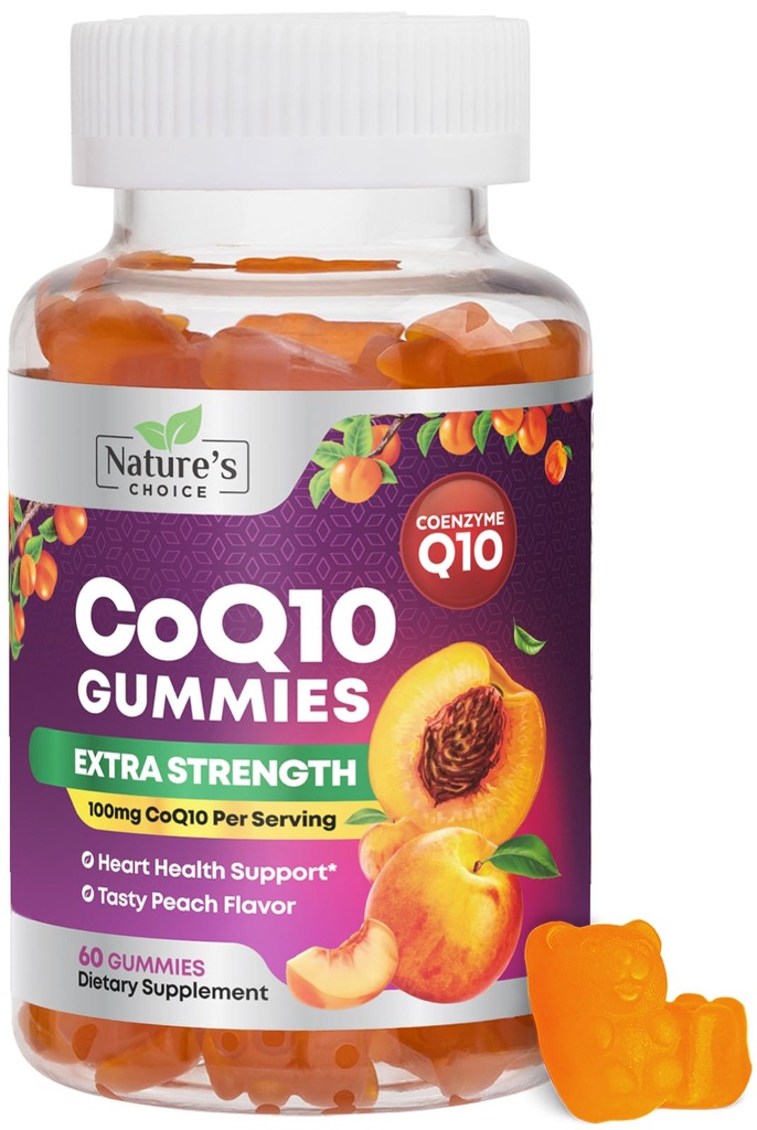 CoQ10 Gummies for voksne 100mg - 3X Styrke, høy absorpsjon, Antioksidant Supplement for hjerte helse og energi produksjon, Ultra Coenzym Q10 vitaminer, Coq 10 Supplement - 60 CoQ10 Gummies