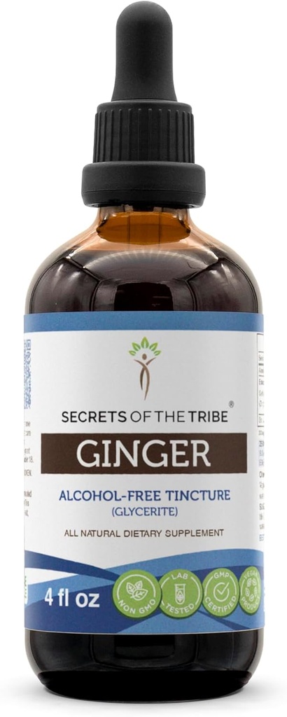 Hemmeligheter av Tribe Ginger Tinktur alkohol-fri ekstrakt, Ginger (Zingiber officinale) tørket rot 4 OZ