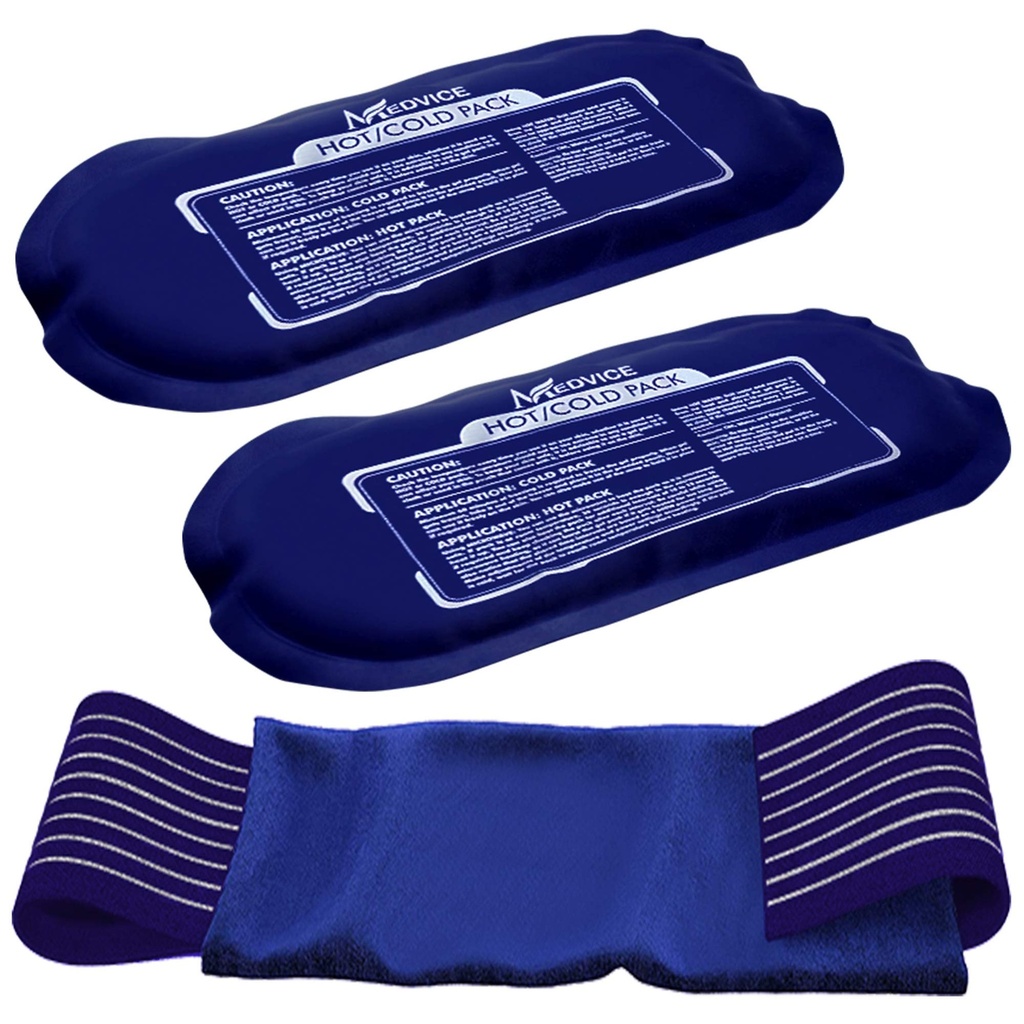 Reusable varme og kalde ispakker for skadedyr (3-Piece sett), leddsmerter, muskelsorg og kroppsbetennelse - Reusable Gel Wraps - Justerbare og fleksible for kne, rygg, skulder, armer og ben