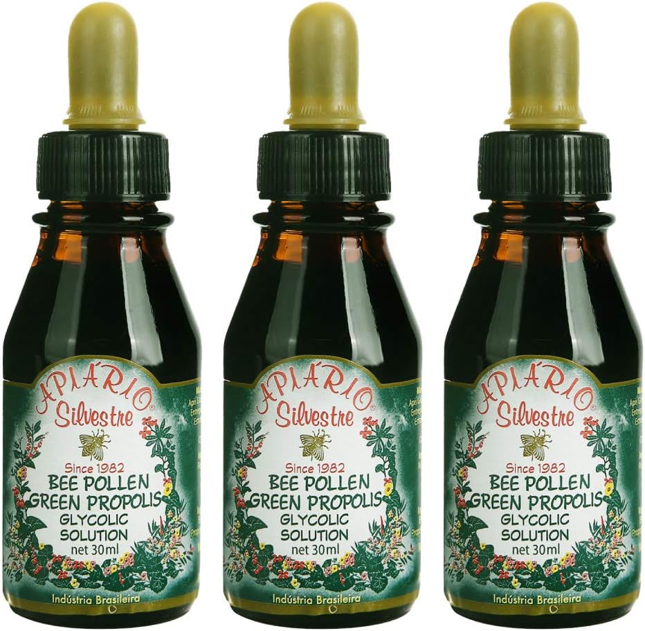 3 flasker Apiario Silvestre Bee Pollen & Brazil Grønn Bee Propolis væske - Glykol Extract-Non alkoholic, Wax Gratis, Sukkerfri