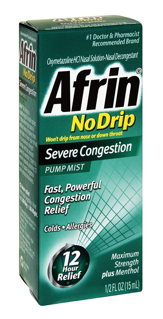 Afrin Ingen Drip Alvorlig Congestion Pump Mist 15 ml (pakke med 6)
