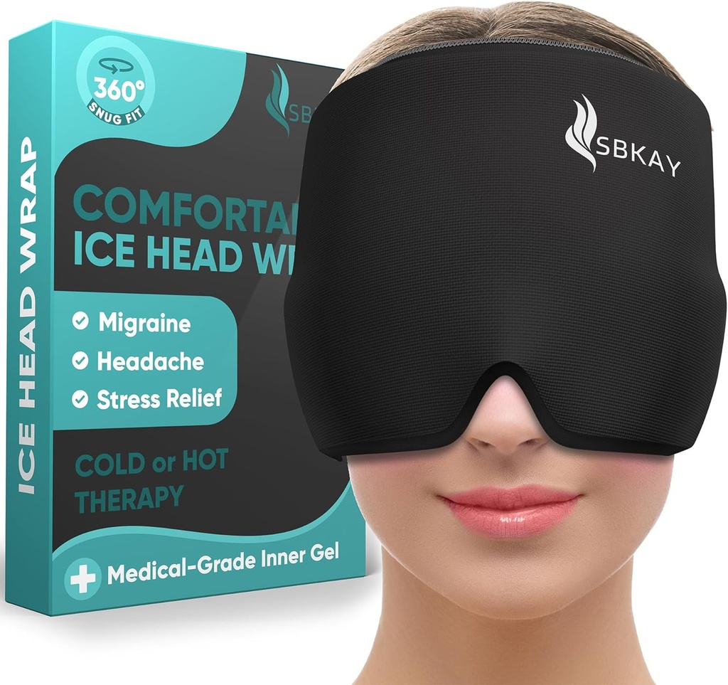 Komfortabel megraine hodepine Relief Cap - Migraine Ice Head Wrap Med 360° Form Montering Design - Gel Ice Cap - Naturlig varm eller kald terapi For hodepine, strekk, puffy øyne, stress -En størrelse passer alle