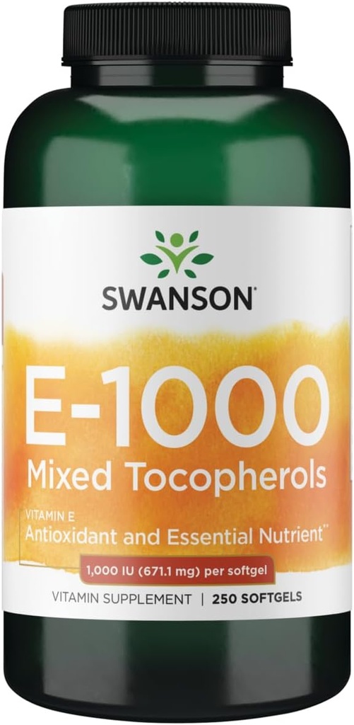 Swanson Vitamin E Blandet Tocopherols 1000 Iu (671,1 Milligram) 250 Sgels