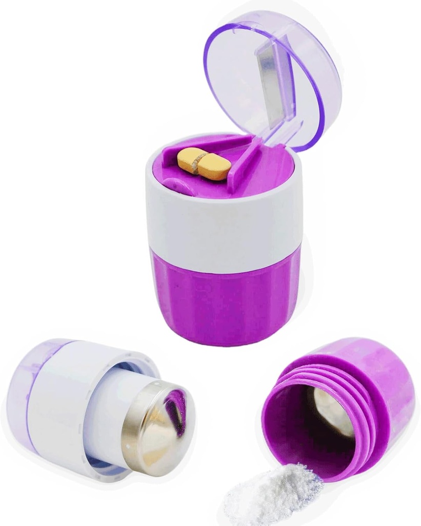 KIRIYUUK Pill Crusher og Grinder, Crushes Flere tabletter til et fint pulver, rustfritt stål, Perfekt til reise, Ablet Pulverizer egnet for reiser,Stor mating Tube bruk og kjæledyr, daglig bruk