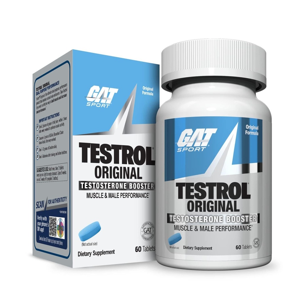 GAT Sport Testrol Original Test Booster | Mannlig ytelse, Vitality, Tribulus, sink, magnesium | 60 kapsler