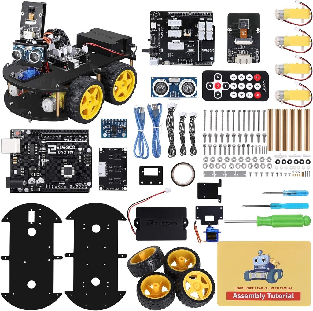 ELEGOO UNO R3 Smart Robot Bilsett V4 for Arduino Robotics for barn Alder 8-12 12-16 STEM Science Kits Koding Gaver for 8 9 10 11 12 12 13 14 15 16 År Gamle Jenter Cool Engineering Byggeleker