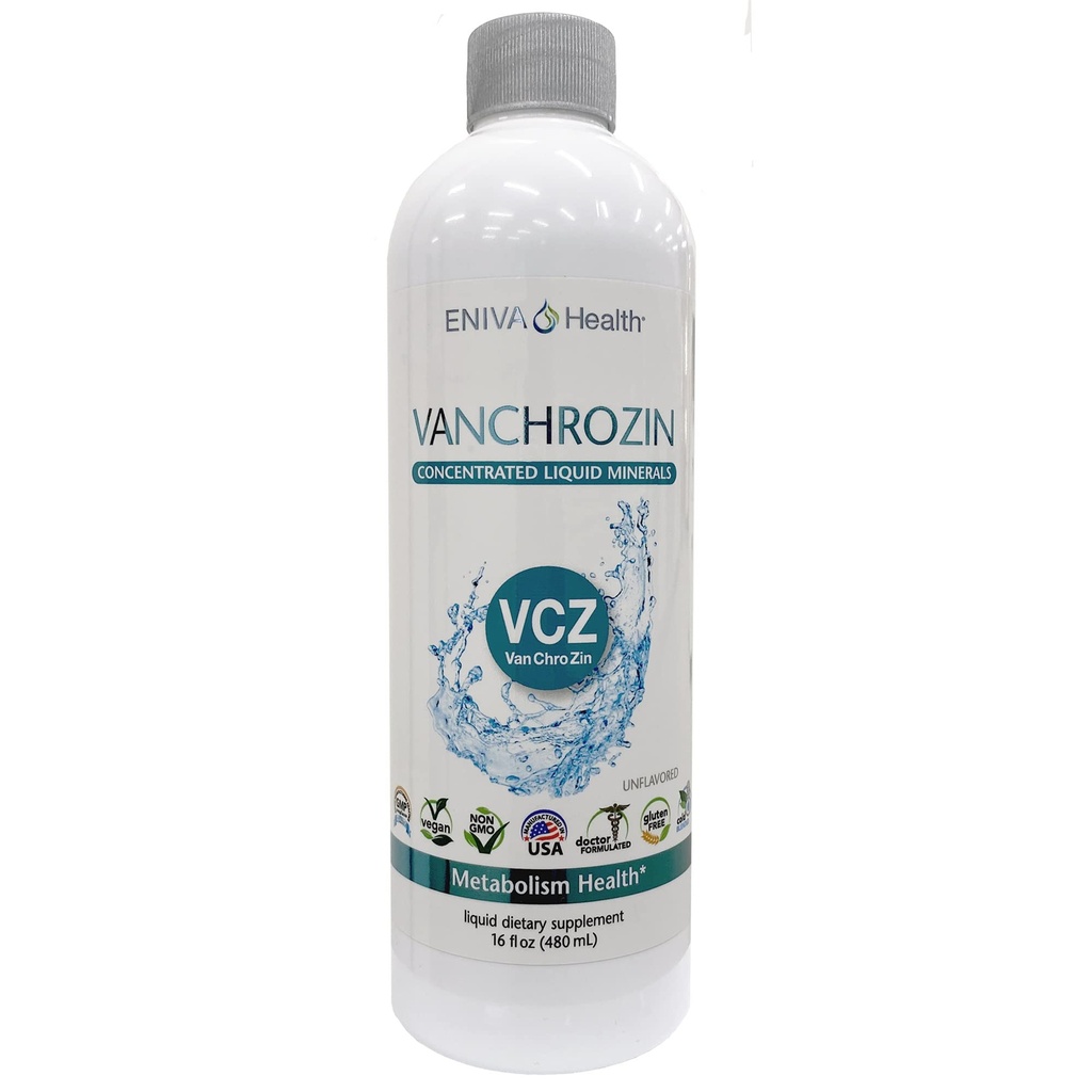 Eniva Helse VANCHROZIN flytende ioniske mineraler Supplement, Vanadium, Chromium & Sink, Diabetisk Vennlig, 16 Fl Oz, 96 Serveringer