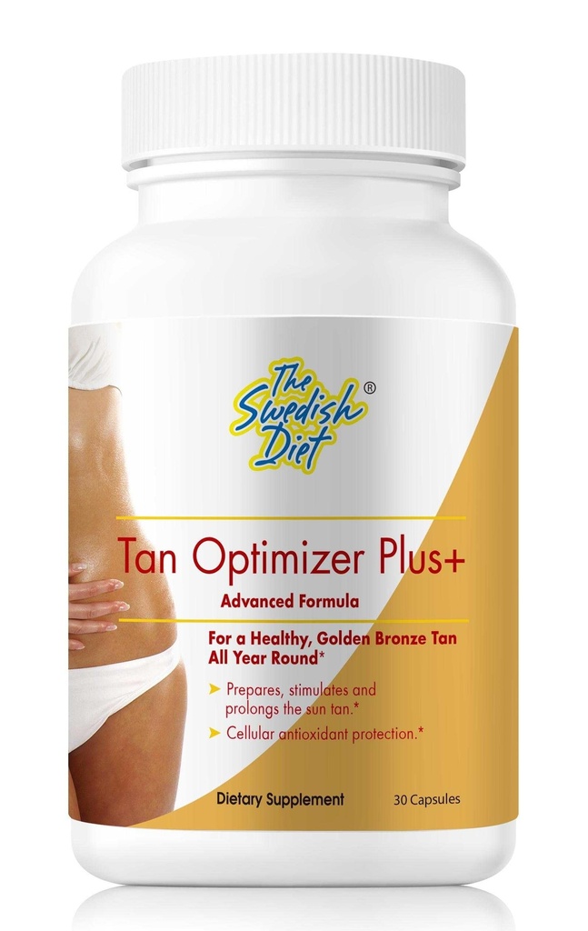 Tan Optimizer Plus+ – Sukkerfri tanning og hudhelse Supplement med Beta Caroten, L-tyrosin, kollagen og antioksidanter for strålende hud og immunstøtte – 30 kapsler