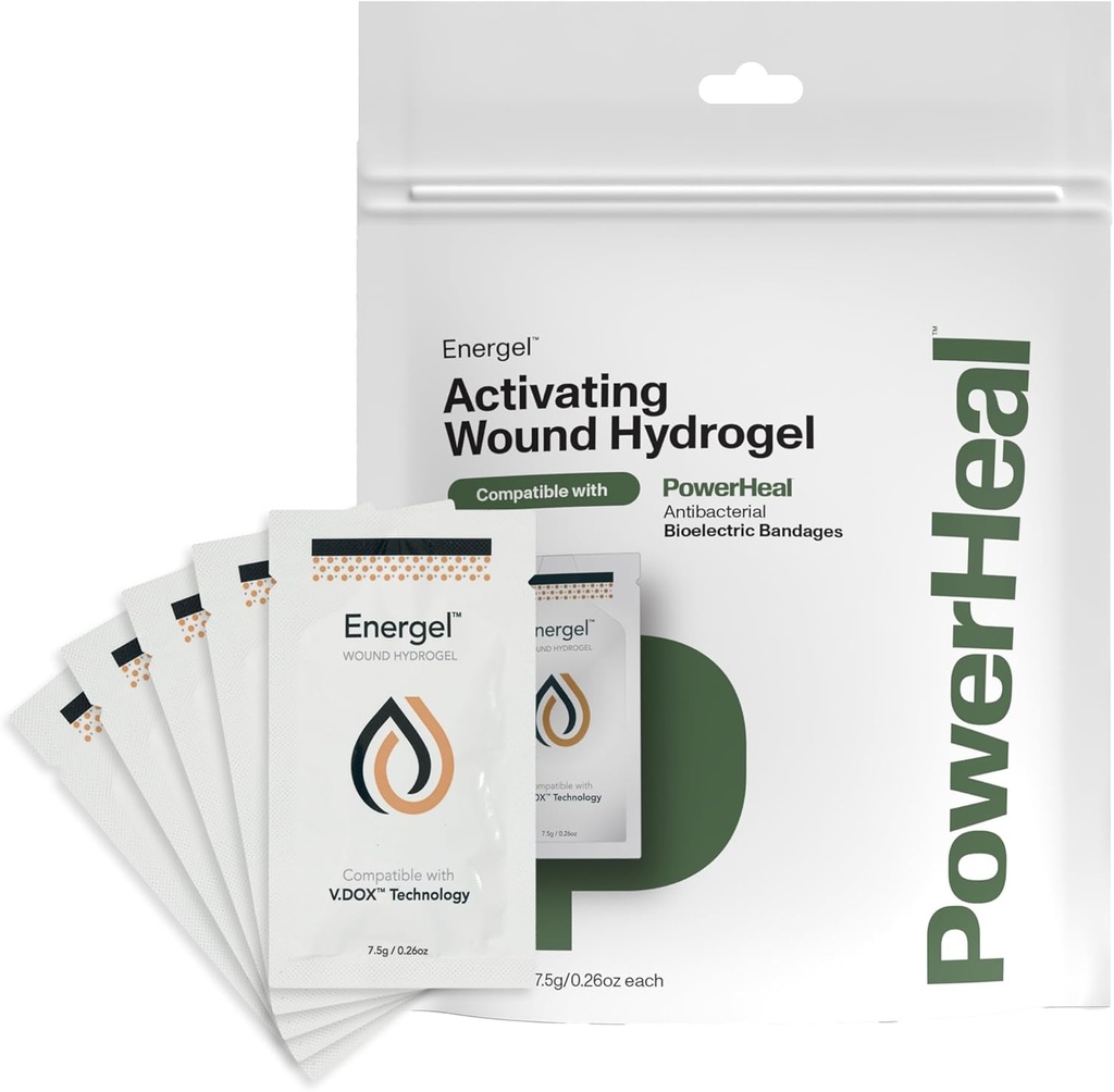 PowerHeal Energi Hydrogel – sår Gel å dekke sår og bidra til å opprettholde og gi motivasjon for kutt, sliper, blender, Burner, Scrapes, kirurgiske snitt, Ulcers & mer – 5-Pack, 0,26 Oz Hver