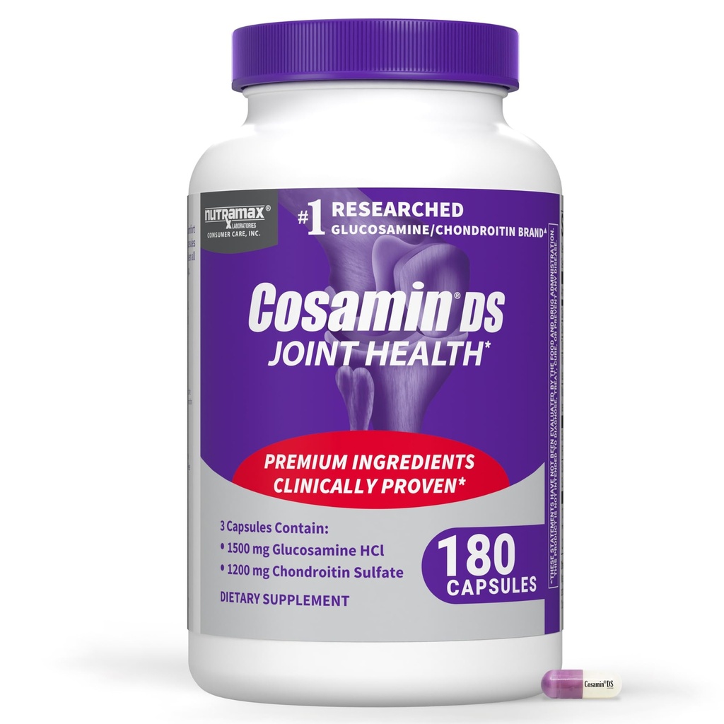 Nutramax Laboratories Cosamin® DS Joint Health Supplement med glukosamin & Chondroitin for menn & kvinners felles helse, 180 kapsler