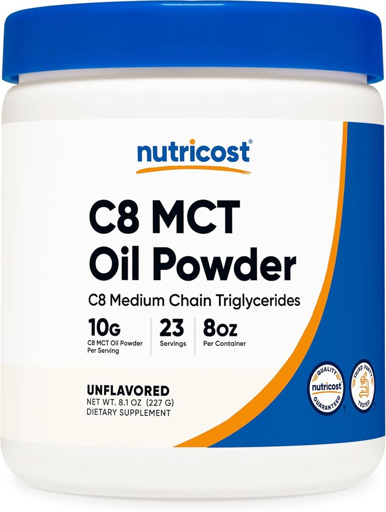 Nutricost C8 MCT oljepulver 23 serveringer (8oz) - 95% C8 MCT oljepulver