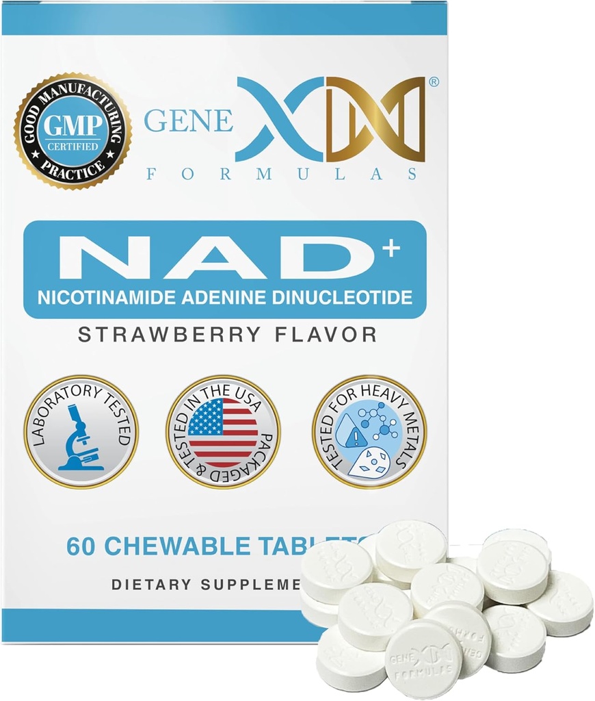 Genex Formeler 500mg NAD + Chewable tabletter (60 tabletter - 30 serveringer) | Faktisk NAD (Nicotinamid Adenin Dinucleotid faktisk) Ikke en Prekursor - Ikke-GMO, Vegetarisk