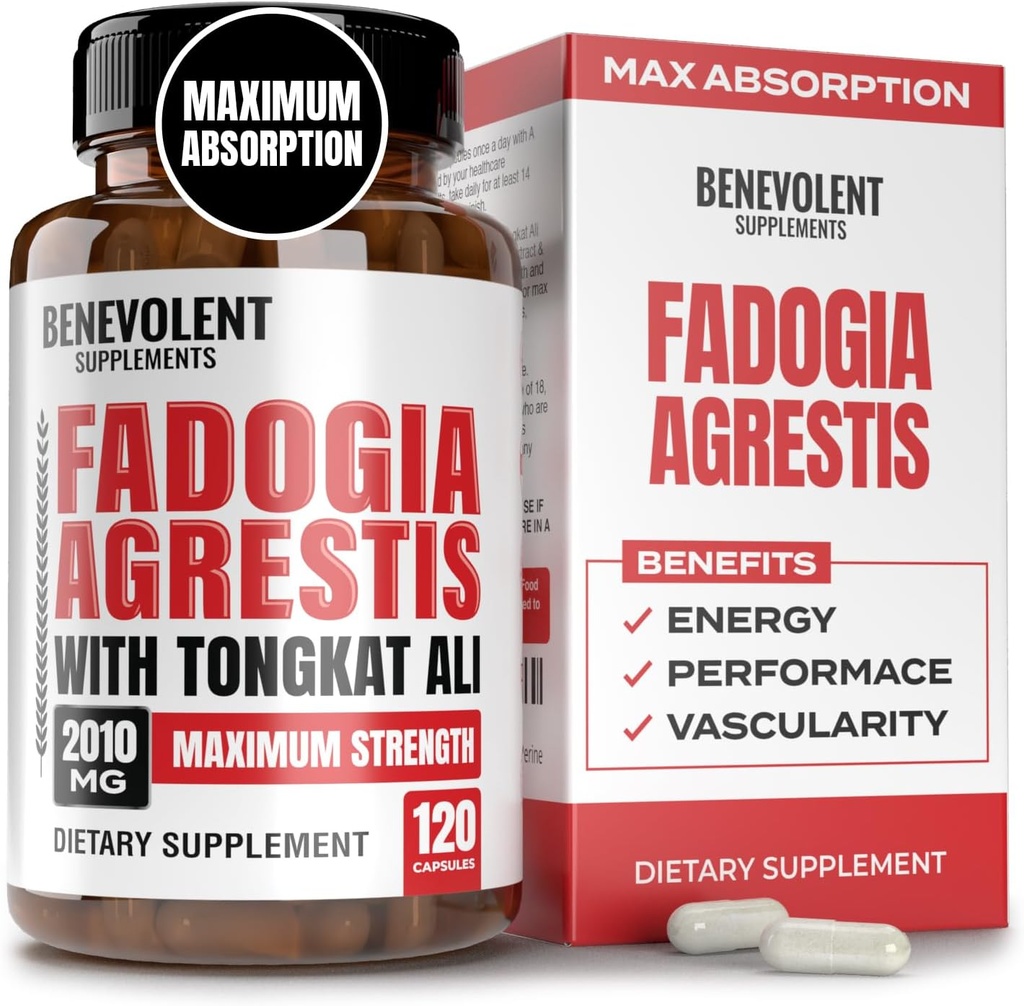 Fadogia Agrestis 1500mg [Høyeste renhet] + BioPerine® for høy absorpsjon Supplement med Tongkat Ali - Øk utholdenhet, lean muskelvekst og gjenoppretting, Boosts Drive 3rd Party testet 120 kapsler