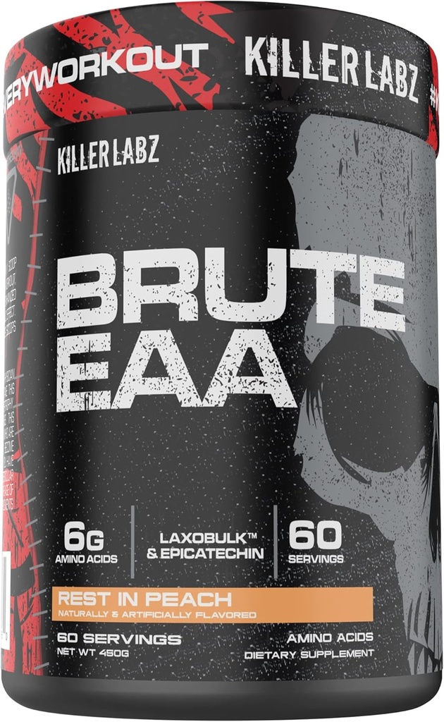 KILLER LABZ Brute EAA Branched kjede og essensielle aminosyrer | 6g Aminos å akselerere gjenoppretting og lean masse gevinster 60 serveringer (Rest i fersken)
