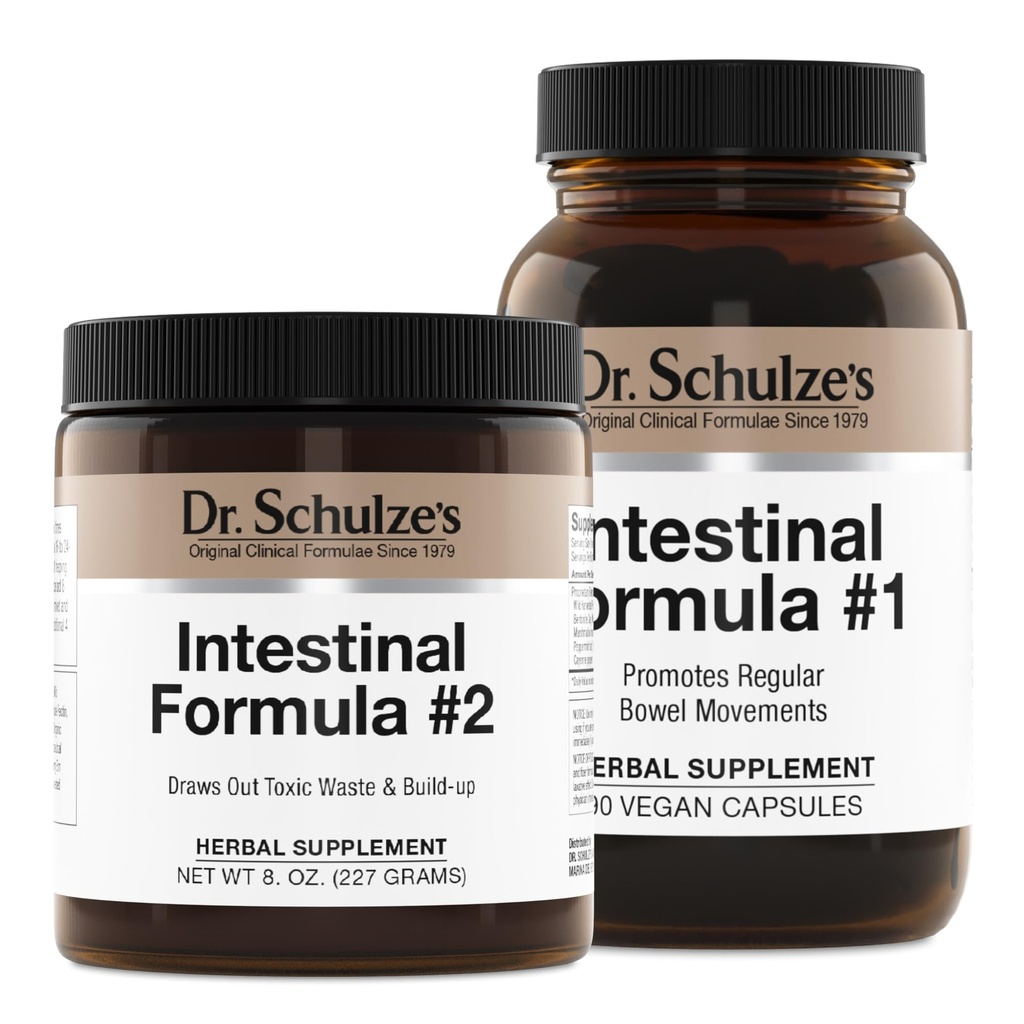 Dr. Schulzes intestinal formel #2 (8 ovner) og intestinal formel #1 kapsler (90 kapsler) - økologiske herbal kosttilskudd