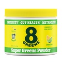 8Grønner Super Greens pulver | Prebiotic & Probiotic Blande Superfoods for Gut Helse, Metabolisme, Oppblåsing, med fiber, Digestive Enzymes, Organisk: Spirulina, Klorella, Lemon Lime, 25 Services