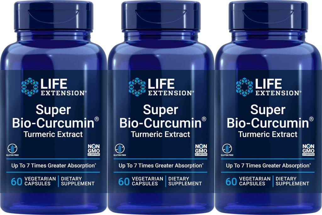 Livsforlengelse Super Bio-Curcumin Turmeric Extract 400 mg, 60 vegetariske kapsler (pakke med 3)
