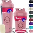 2 Pakning, 28 oz & 20 oz Shaker Flasker med kraftige Wire Whisks for Proteinmikser | Leakproof Blender Shaker Flaske Pack | BPA-fri og oppvaskmaskin Safe | Shaker Flaske | Shaker Cups for risting