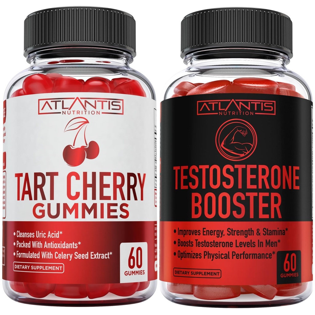 Atlantis Nutrition Tart Cherry 60 Gummies + Testosteron Booster 2-Pack (120 Gummies)