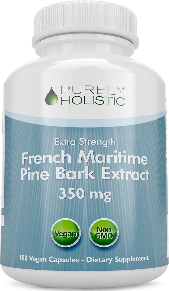Rent Holistisk Pine Bark Extract 350mg 180 Vegan Kapsler 95% Proanthocyanidins - Fransk Maritime Pine Bark Extract - Ikke GMO & Pesticid Free Antioksidant Supplement
