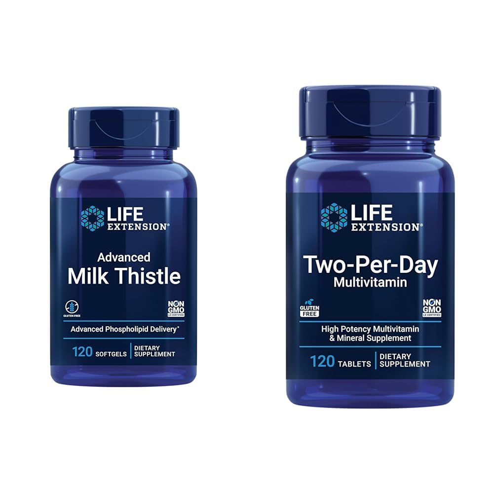 Livsforlengelse Advanced Milk Thistle 120 Softgels og to-per-dag høy styrke Multi-Vitamin & Mineral 120 tabletter