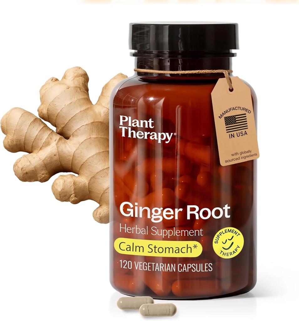Planteterapi Ginger Root Capsules Produsert i USA 4 måneders forsyning beroliger magene, støtter Digestive Immune Helse, Potent Extract Kosttilskudd for kvinner og menn 120 vegetarisk kapsel