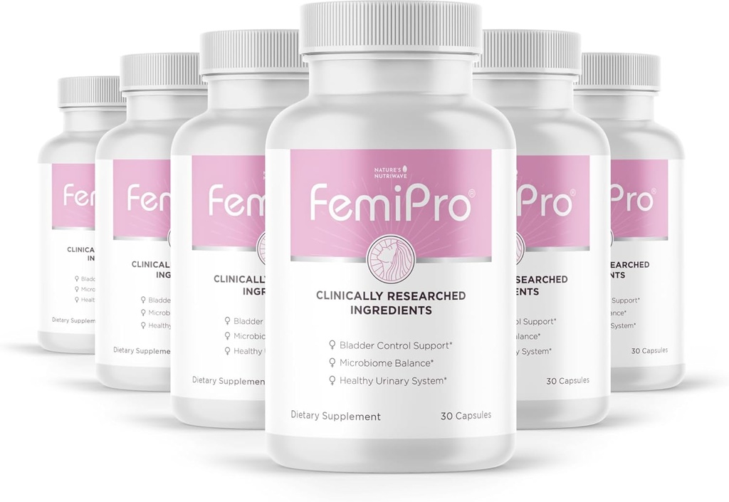 Femipro Bladder Control kosttilskudd for kvinner og menn, naturlig urt og probiotiske blanding, støtter urinbåndstrakt helse og mikrobiombalanse | laget i USA ikke-GMO, 30 kapsler, 6 måneders forsyning