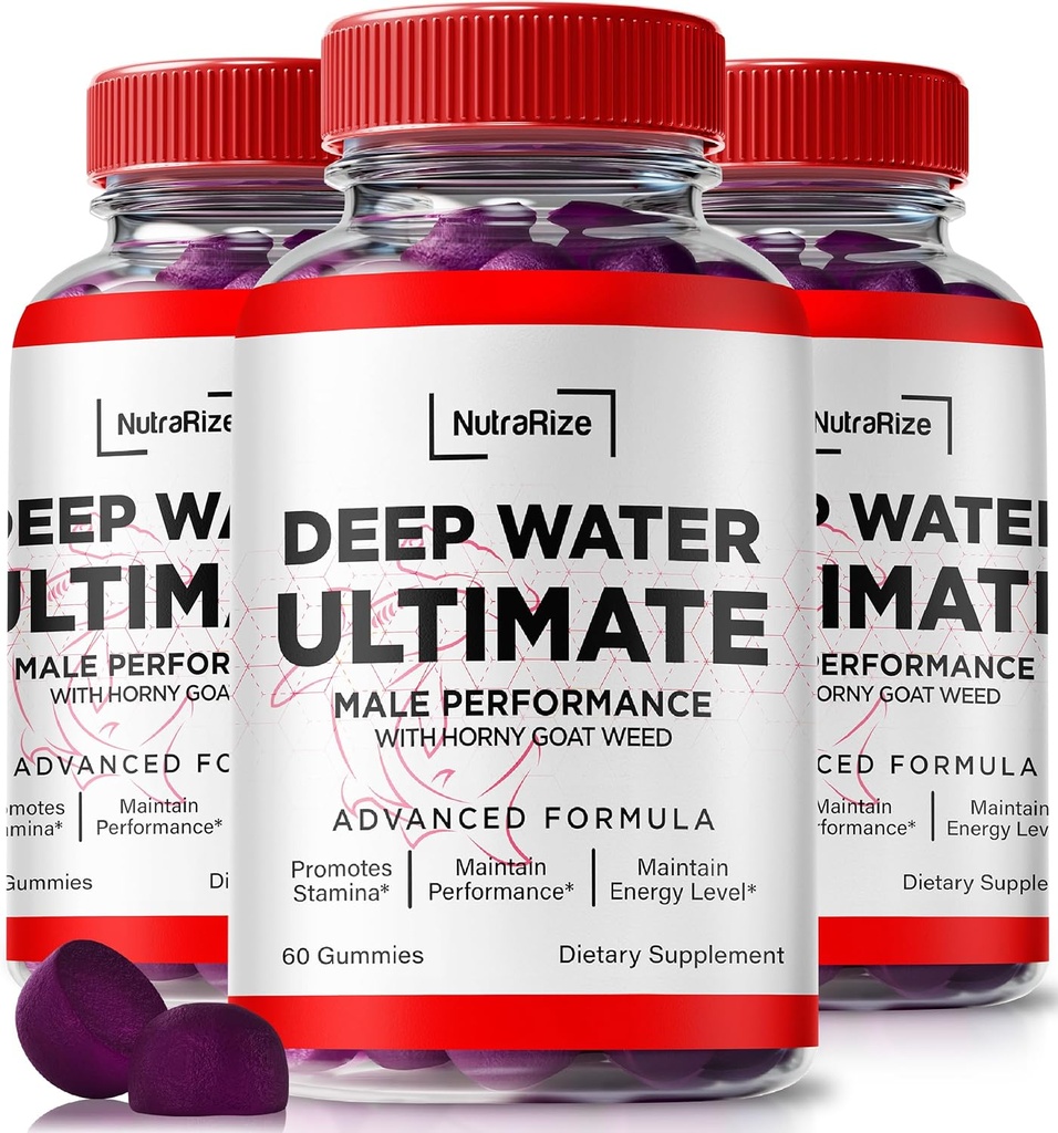 NutraRize (3 Pack) Deep Water Ultimate Mann Gummies - Offisiell Deep Water Mann Essentials, Premium Deepwater Ultimate Gummies For Menn, Deep Water Ultimate Mann Gummy, Performance vurdering (180 Gummies)