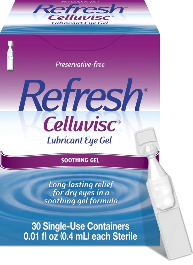 Oppfrisk Celluvisc Lubricant Eye Gel For tørre øyne, Preservativ-fri dråper, 0,01 Fl Oz Enkeltbruksbeholdere, 30 greve