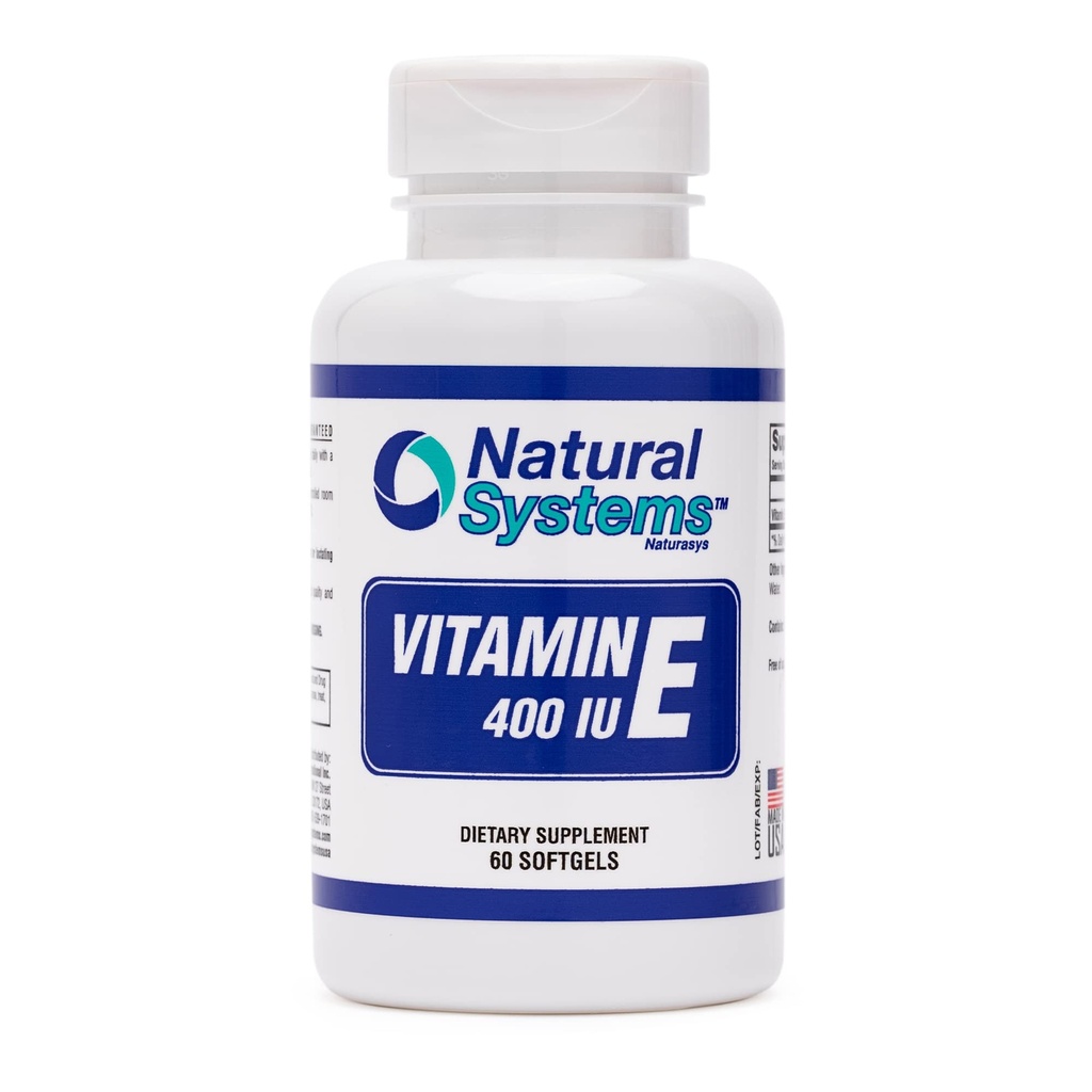 Vitamin E 60 Softgels 400 IU by Natural Systems - vitamin E Kosttilskudd Immunsystem Støtte * - vitamin E Softgels Hudpleie - Naturlig Vitamin E Ikke-Sugar, Ikke-kunstig Flavors eller Preservatives