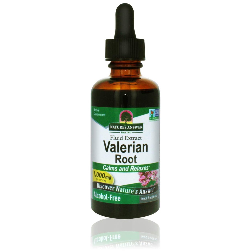 Naturens svar Valerian Root 2 Ounce Extract - alkoholfri, Glutenfri, Kosher, Non-GMO, laget i USA - beroligende og avslappende støtte - Valerian Root for søvn, hvilehjelp