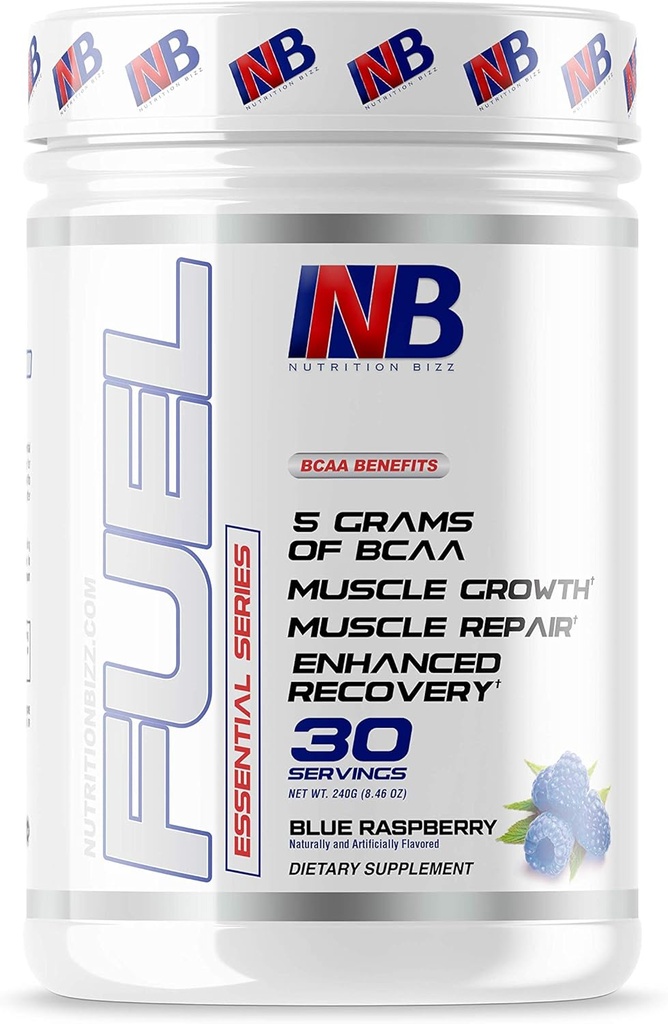 BCAA pulver, 5 gram BCAA aminosyrer, post trening gjenopprette drikke for muskelbygging, gjenoppretting, og utholdenhet, 30 serveringer (blå bringebær)