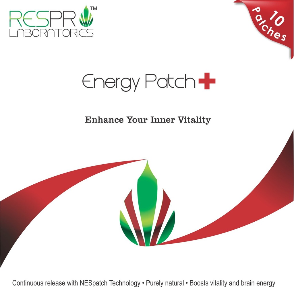 Respro Labs Naturlig Guarana og CoQ10 Energy Patch Plus, Kontinuerlig utgivelse, 10 Patches