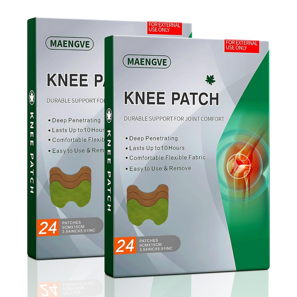Herbal Knee Patch – 48 stk Selvopphetende pader for felles ease og muskelavslapning – 12-timers varmepade for knerelief, smertestøtte og komfort