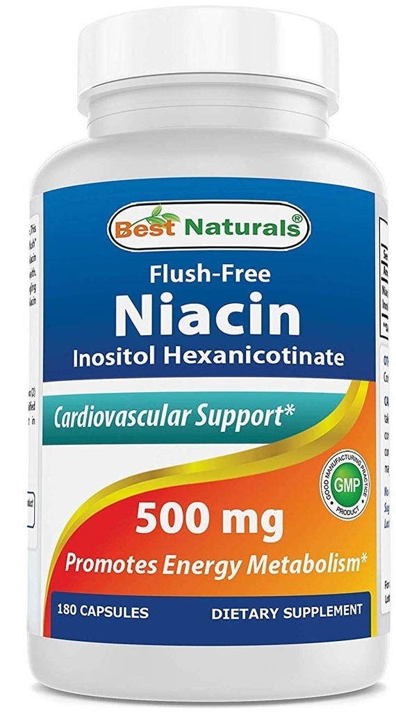 Best Naturals Flush-Free Niacin Inositol Hexanicotinate 500 mg 180 kapsler