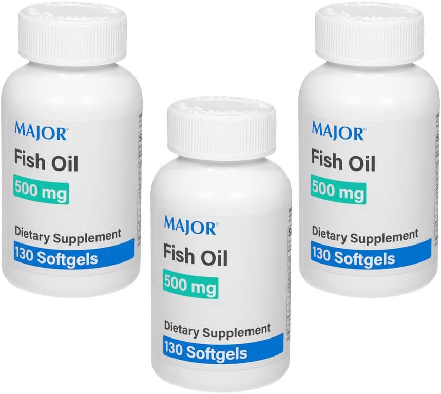 MAJOR Fish Oil 500 mg Softgels - Omega-3 Fish Oil Supplement - Diett Supplement - 130 Count (3 Pack)