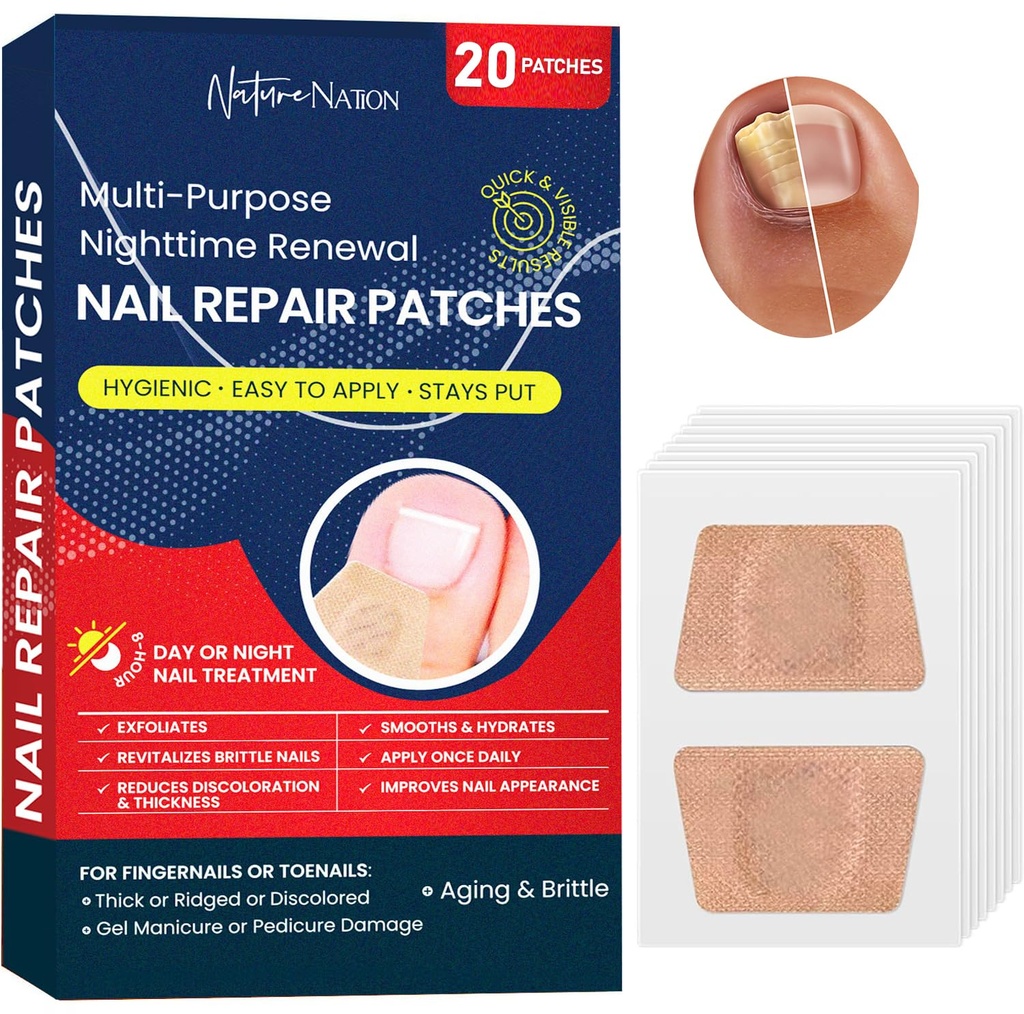 Multi-Purpose Fungus Nail Patches, Nail Fungus behandling for tånegle, Ingrown Toenail behandling, Toe Nail Fungus behandling ekstra styrke, Nighttime Fungal Nail Patches