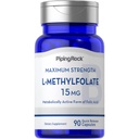 Piping Rock L Metylfolat 15 mg | 90 kapsler | Maks potens | Active Folic Acid Supplement | Ikke-GMO, Glutenfri