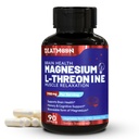 Magnesium L-Treonin, høy absorpsjon Magnesium Supplement,1900 mg Magnesium Threonin for hjerne helse, minne støtte, glutenfri, ikke-GMO,90 Vegan Kapsler