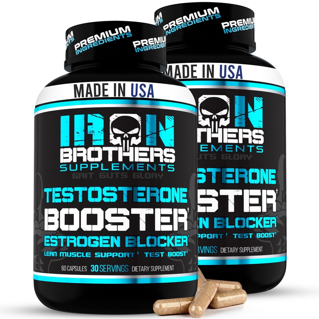 Test Booster for menn med estrogenblokker - Anti-østrogen kosttilskudd - naturlig aromatase inhibitor - øke libido & styrke 60 kapsler - muskelvekst - vekttap (2 flasker)