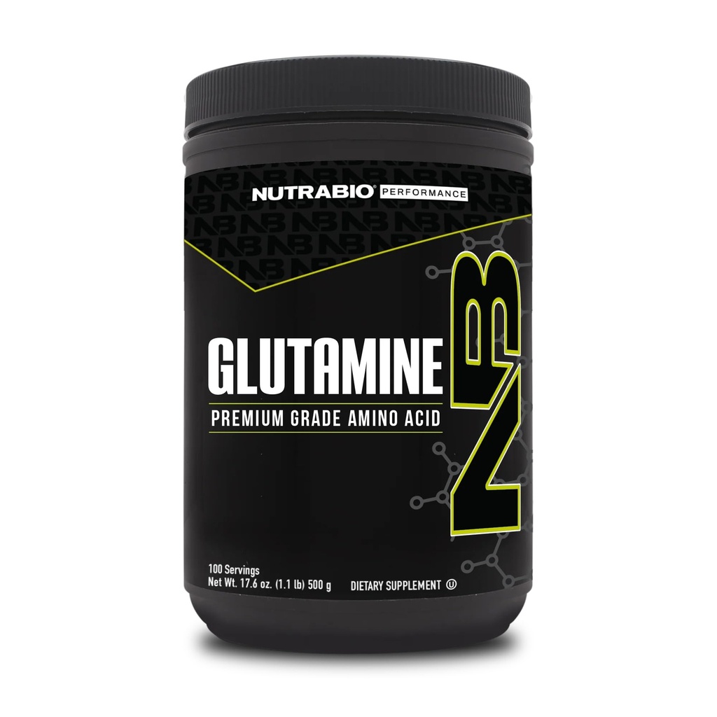 NutraBio ren L-Glutamin pulver, 100 serverer L-Glutamin Supplement, Aminosyre, ren grad, Glutamina, absolutt ingen additiver, fyllstoffer eller hjelpemidler, Muskelgjenoppretting Supplement - (500 gram)