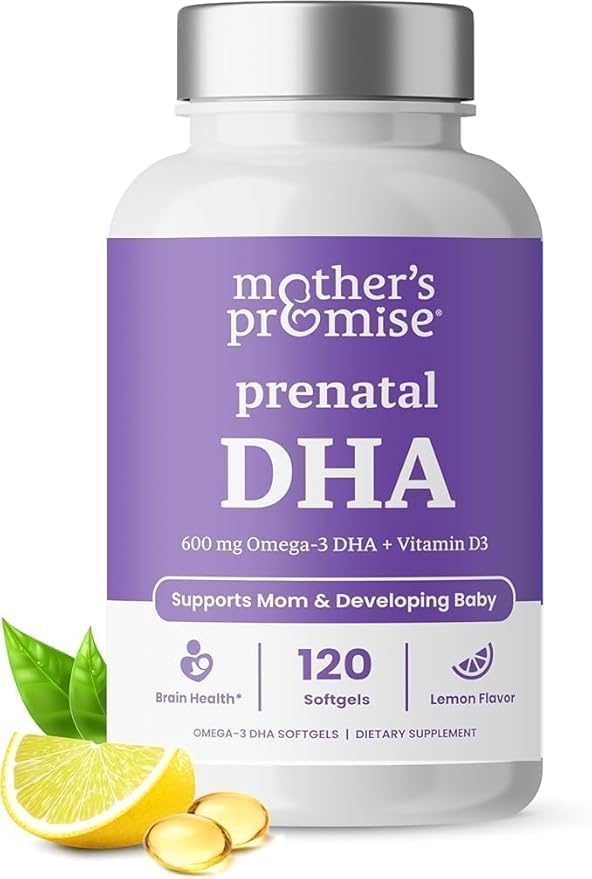 Prenatal DHA for kvinner 600mg + 400 IU vitamin D3 | 120 Softgels | Støtter hjernens helse | Triglycerid Omega 3 Fish Oil DHA Prenatal vitaminer for svangerskap og sykepleier | 300mg per kapsel